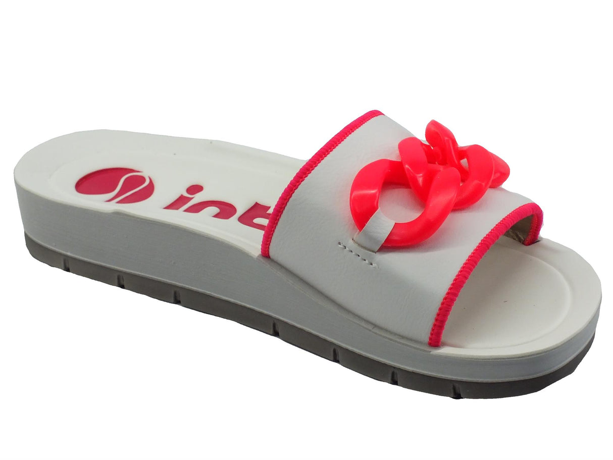 InBlu InBlu CP000033 Bianco Ciabatte per Donna in gomma Bianco e Fuxia Bianco