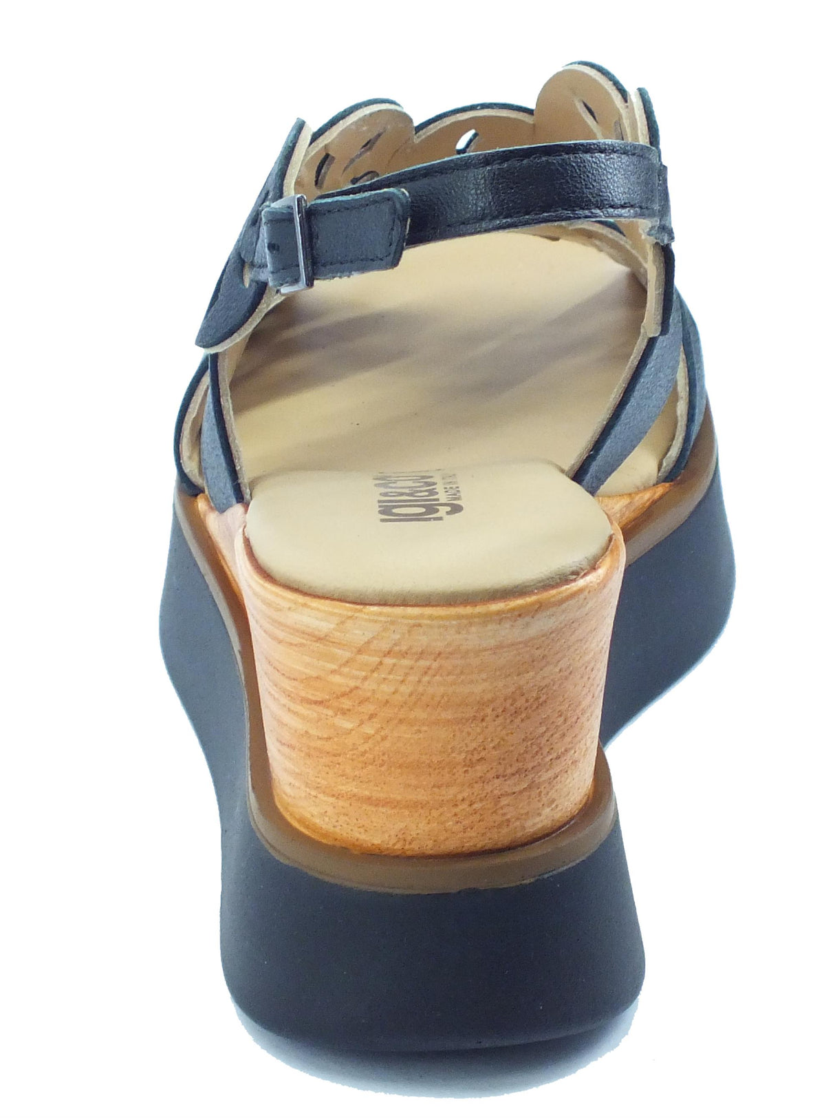 Igi&Co Igi&Co 1689311 Capra Lamin Sky Nero Sandali per Donna con zeppa alta Nero