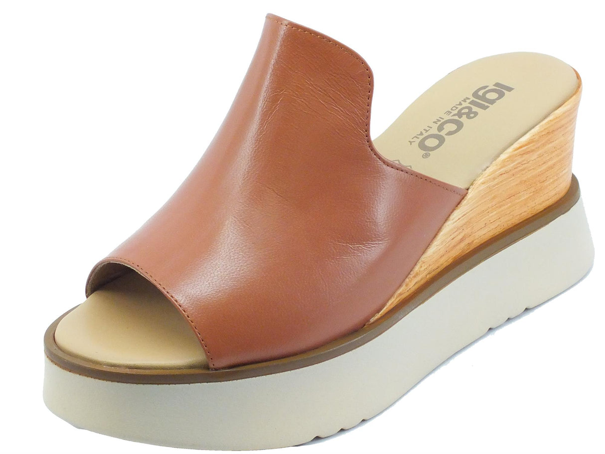Igi&Co Igi&Co 1689422 Nappa Rak Ruggine Sandali scalsati per Donna in pelle con zeppa alta Ruggine
