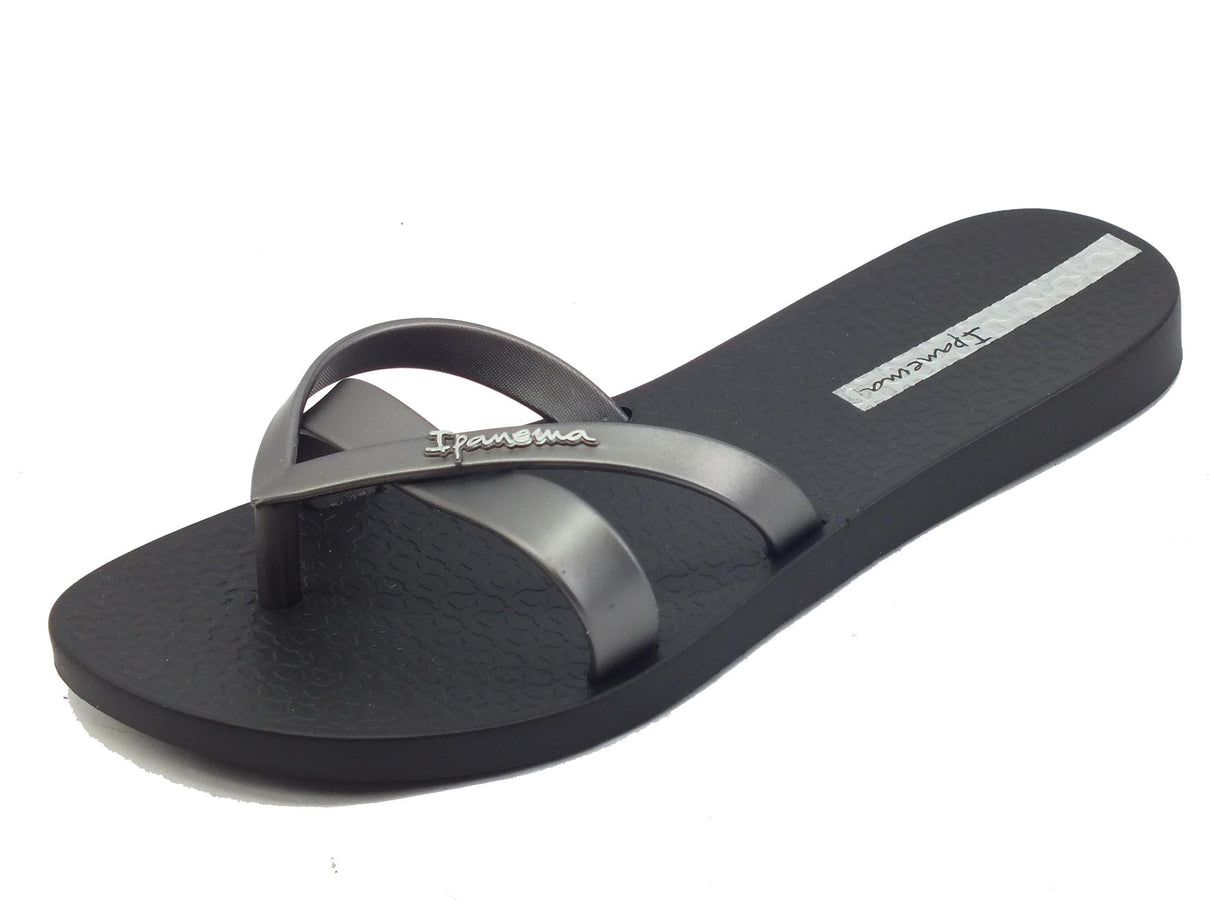 Ipanema Ipanema 81805 Kirei Black Silver Infradito con zeppa bassa per Donna in gomma Black Silver
