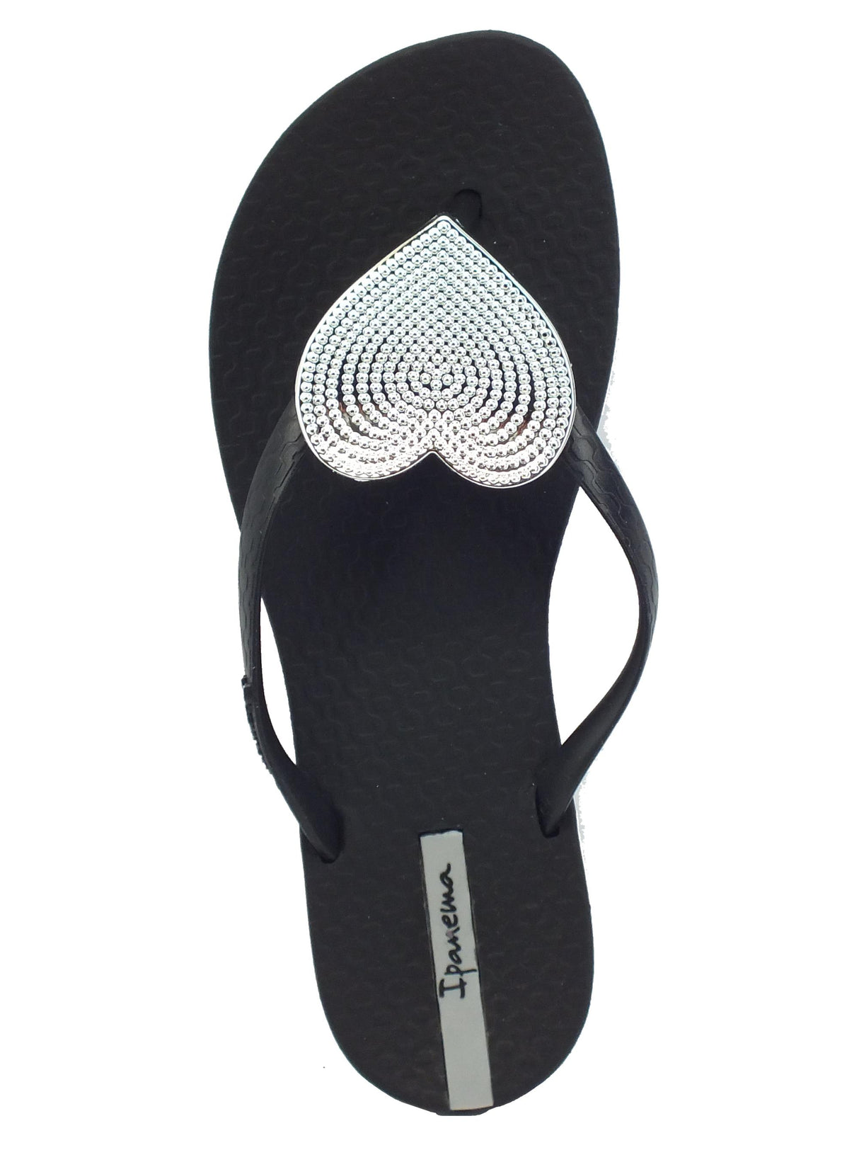 Ipanema Ipanema 82120 Maxi Fashion Black Infradito con zeppa bassa per Donna in gomma con cuore argento Black