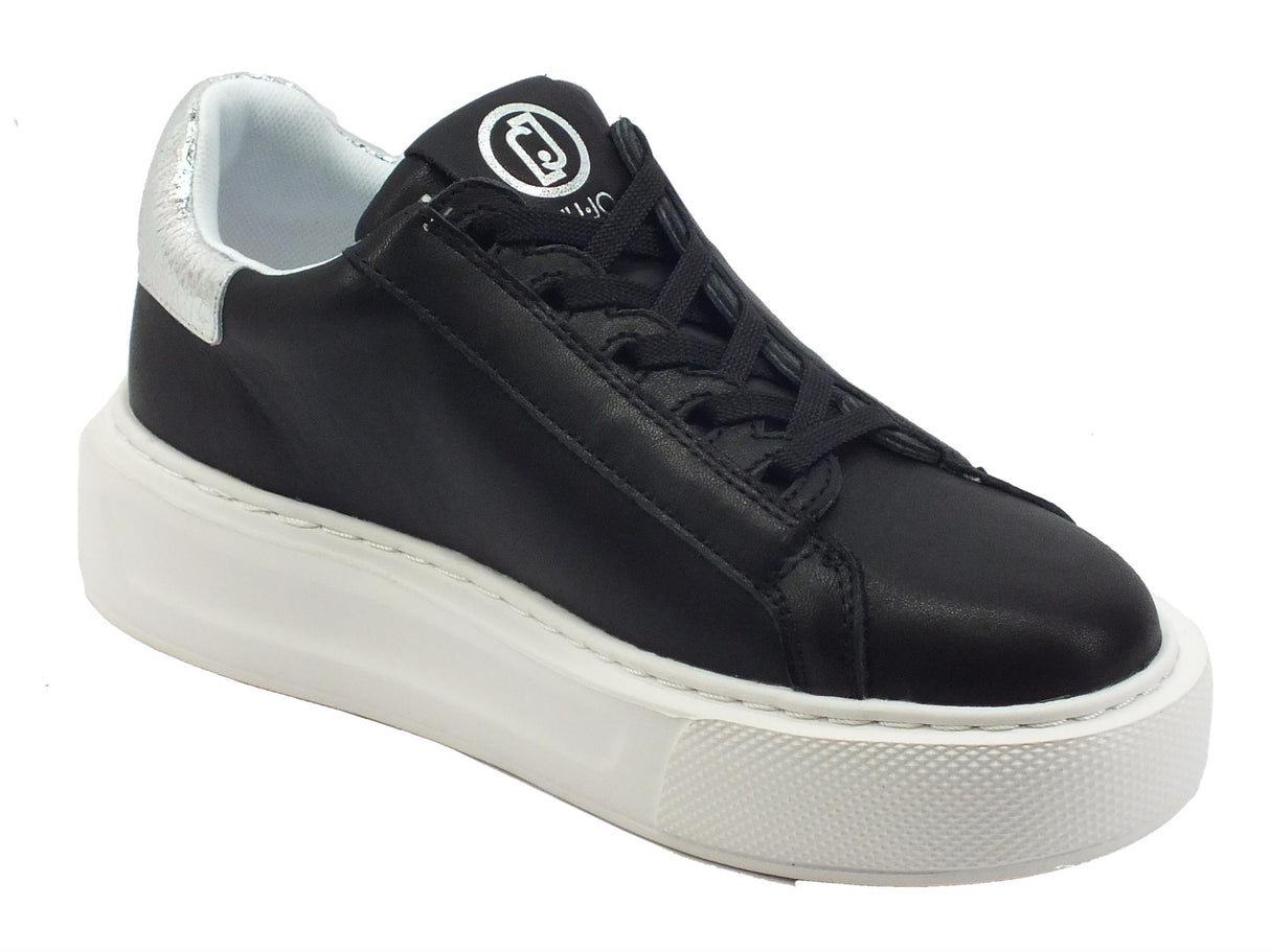 LIU JO LIUJO BA2065 Kylie Calf Leather Black Sneakers sportive per Donna in pelle zeppa bassa Black