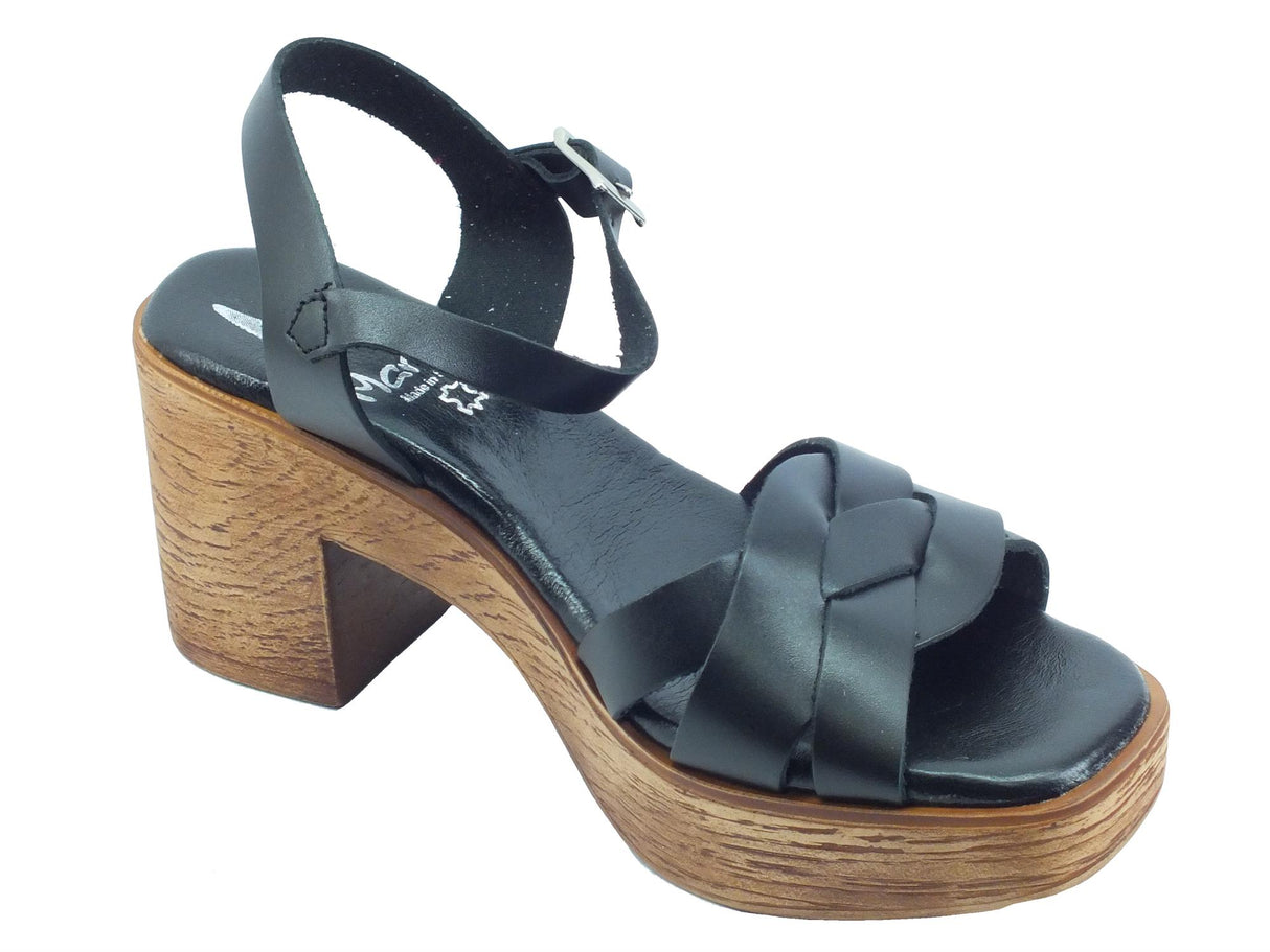 Marila Marila 1731 O Negro Sandali per Donna in pelle tacco alto con fibietta Negro