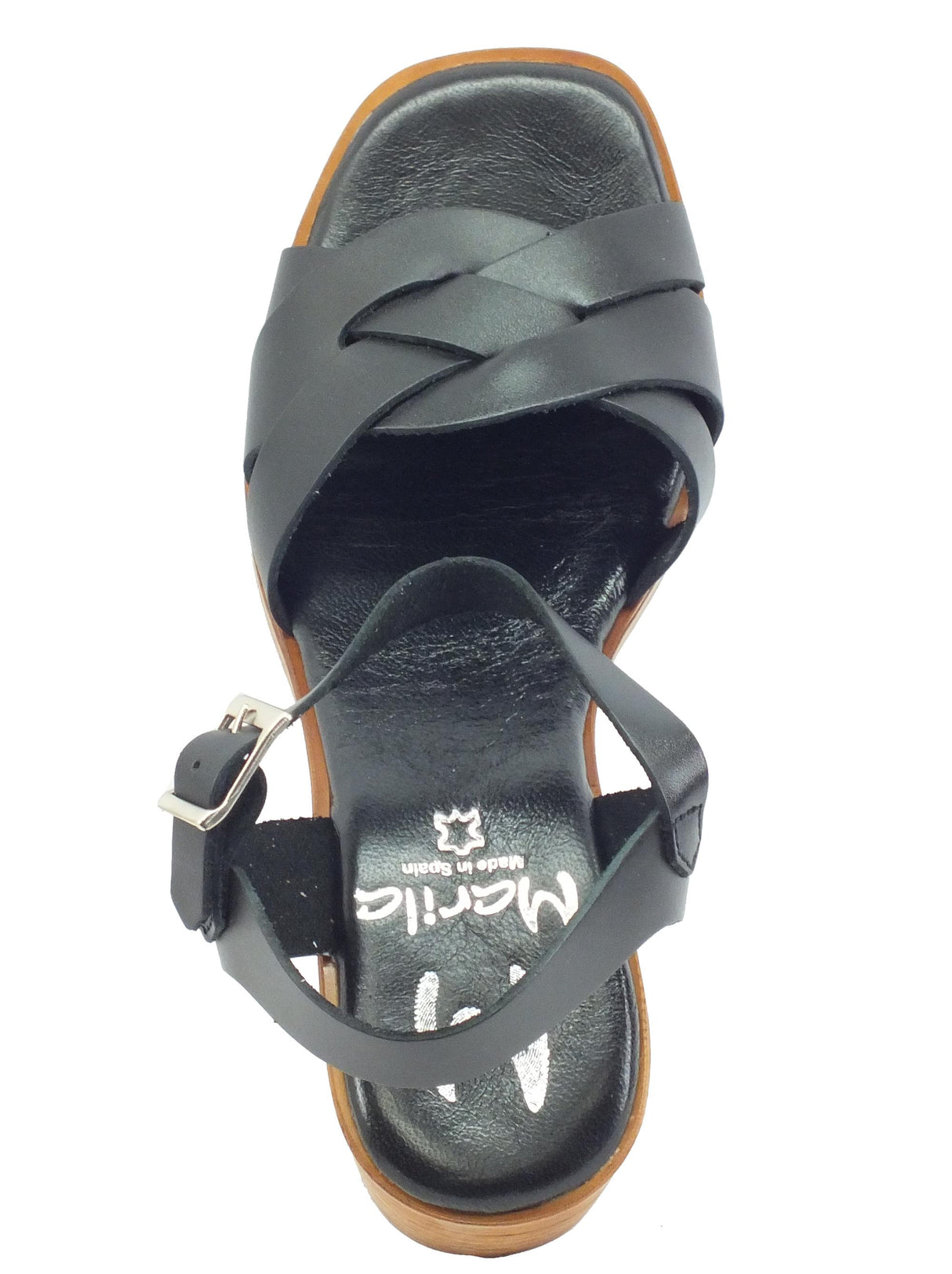 Marila Marila 1731 O Negro Sandali per Donna in pelle tacco alto con fibietta Negro