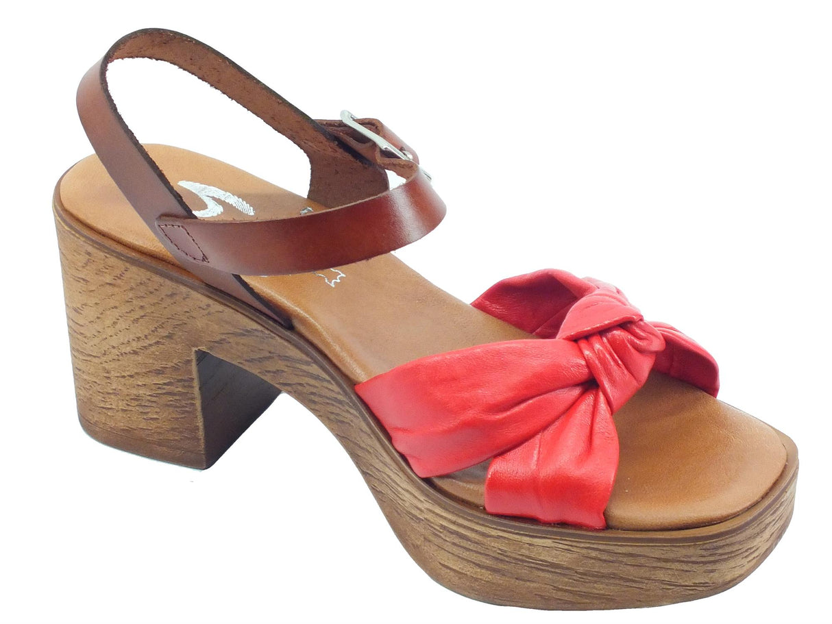 Marila Marila 1735 O Rojo Roble Sandali per Donna in pelle con nodo e tacco alto con fibietta Rojo Roble
