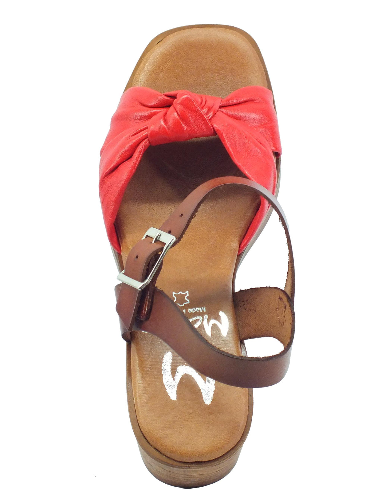 Marila Marila 1735 O Rojo Roble Sandali per Donna in pelle con nodo e tacco alto con fibietta Rojo Roble