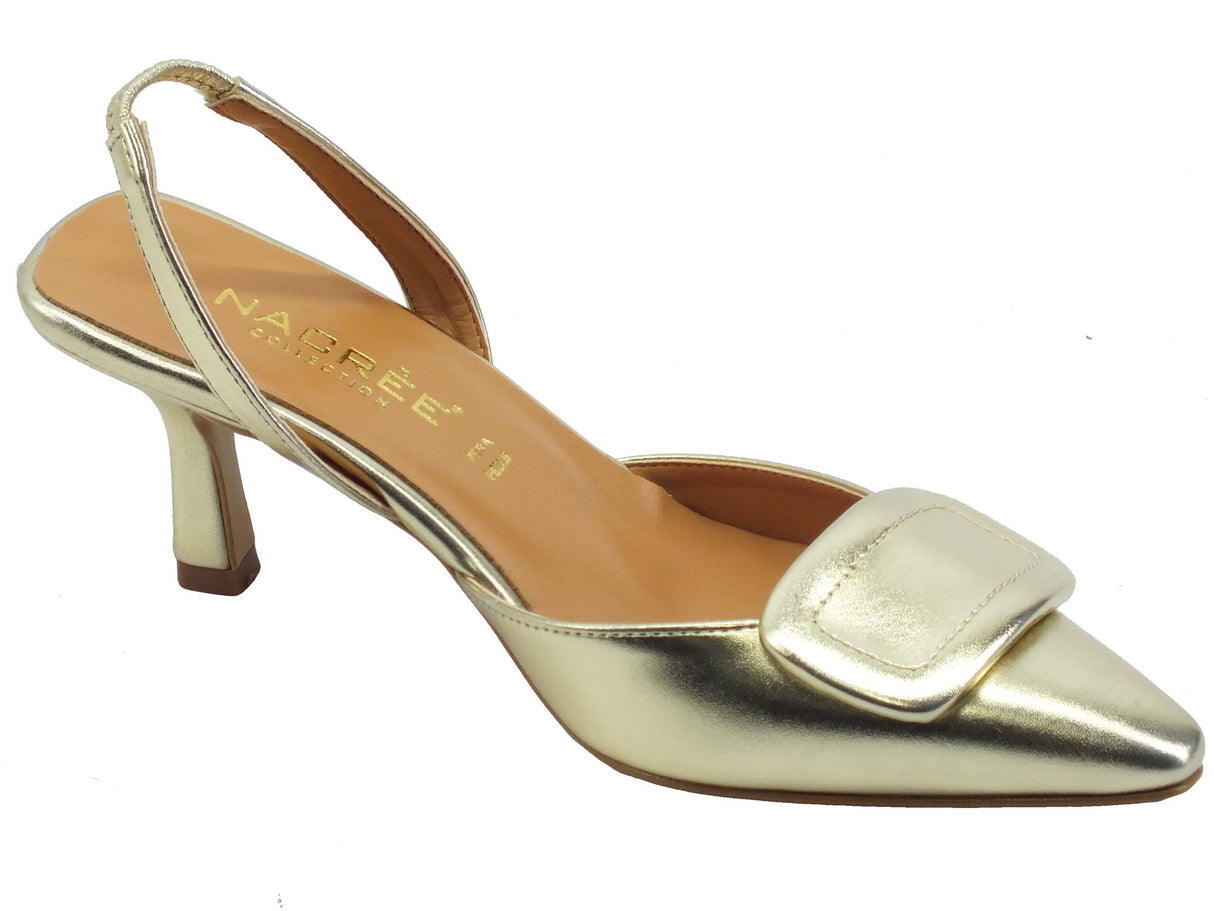 Nacrèe Nacrèe 396004 Charm Plat Sandali eleganti per Donna a punta tacco medio platino platino