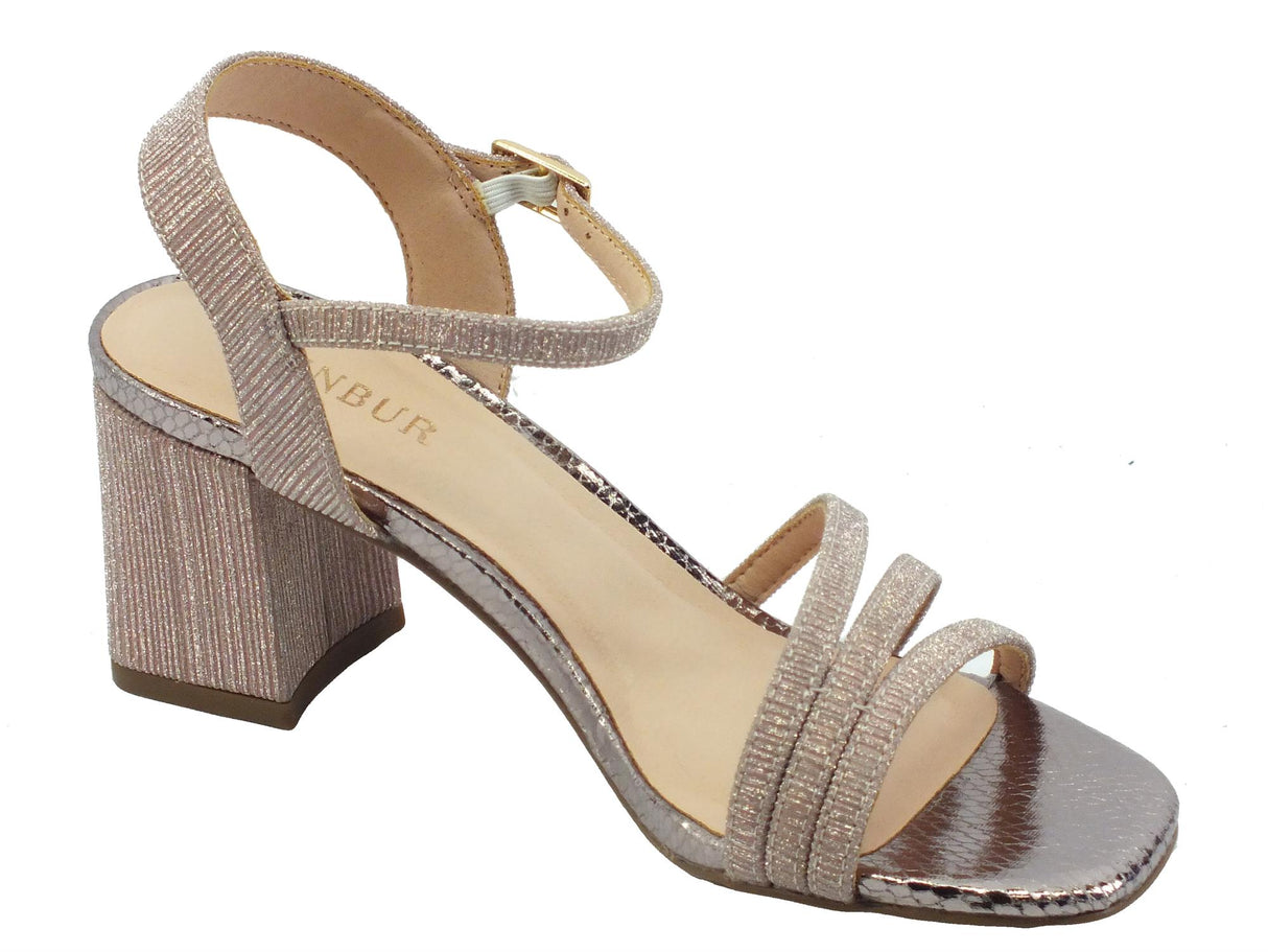 Menbur Menbur 21535 Nude Sandali eleganti per Donna in tessuto glitter rosa nudo Nude