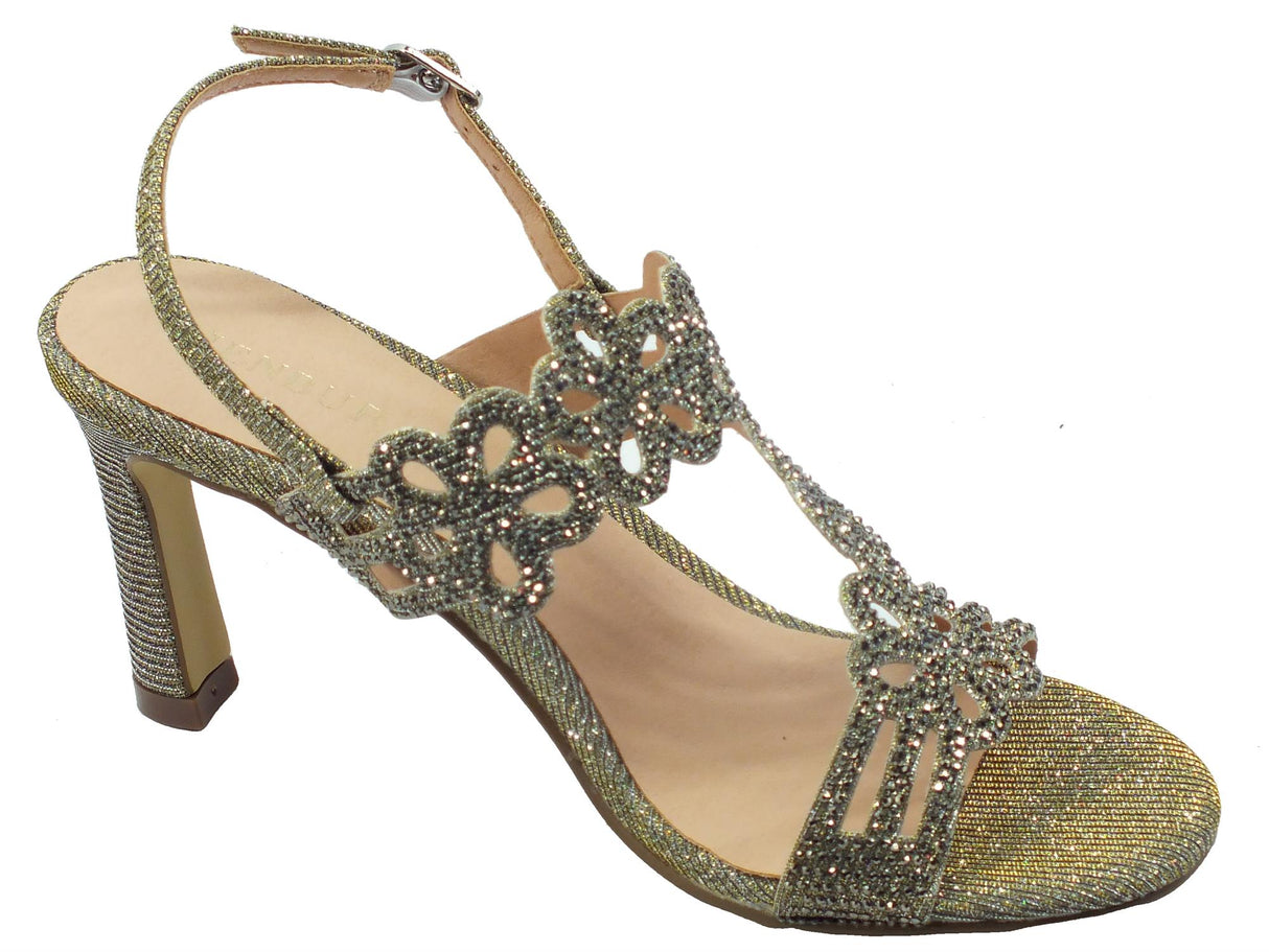 Menbur Menbur 22993 Grey Sandali eleganti per Donna in tessuto strass grigio cangiante Grey