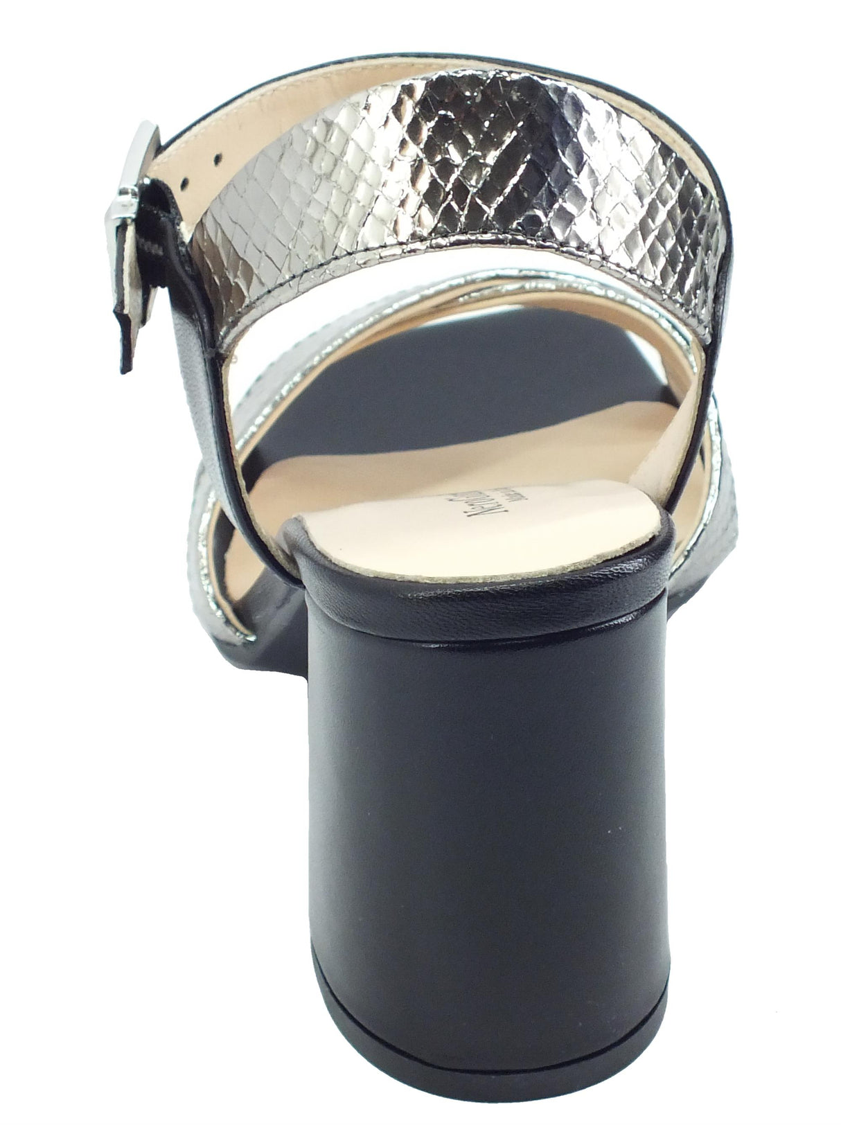 Nero Giardini NeroGiardini E218451DE Blade Vipera Nappa Nero Sandali per Donna in pelle tacco alto punta piatta Nero