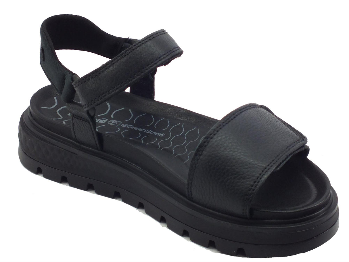 Timberland Timberland 0A2F2J Ray City Black Full Grain Sandali per Donna in pelle zeppa bassa nero