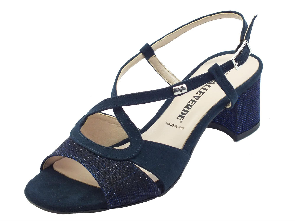 Valleverde Valleverde 28216 Blu Sandali eleganti con tacco per donna in tessuto Blu