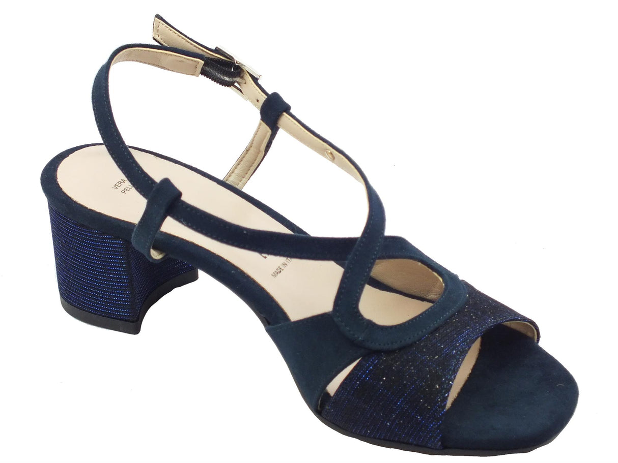 Valleverde Valleverde 28216 Blu Sandali eleganti con tacco per donna in tessuto Blu