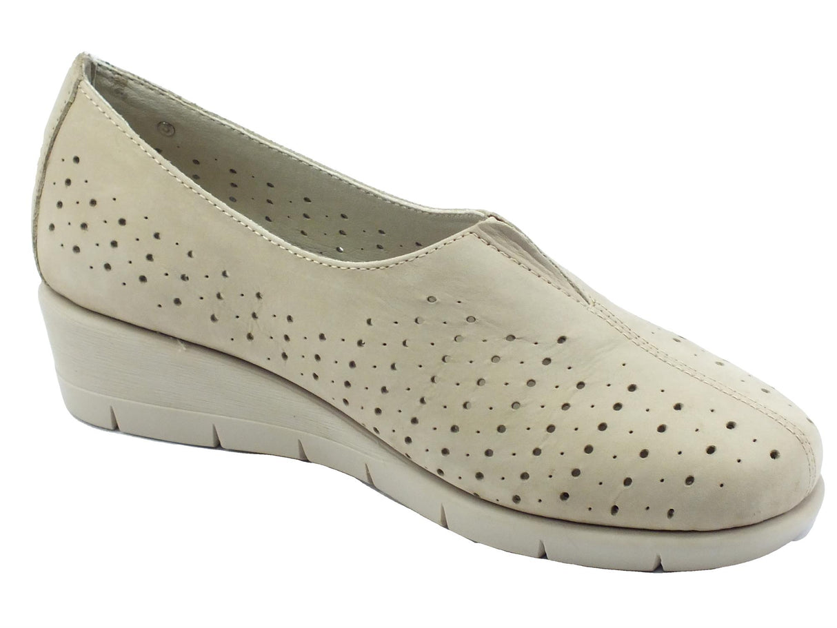 Valleverde Valleverde VS10205 Nabuk Tortora Mocassini con zeppa per donna in pelle Tortora