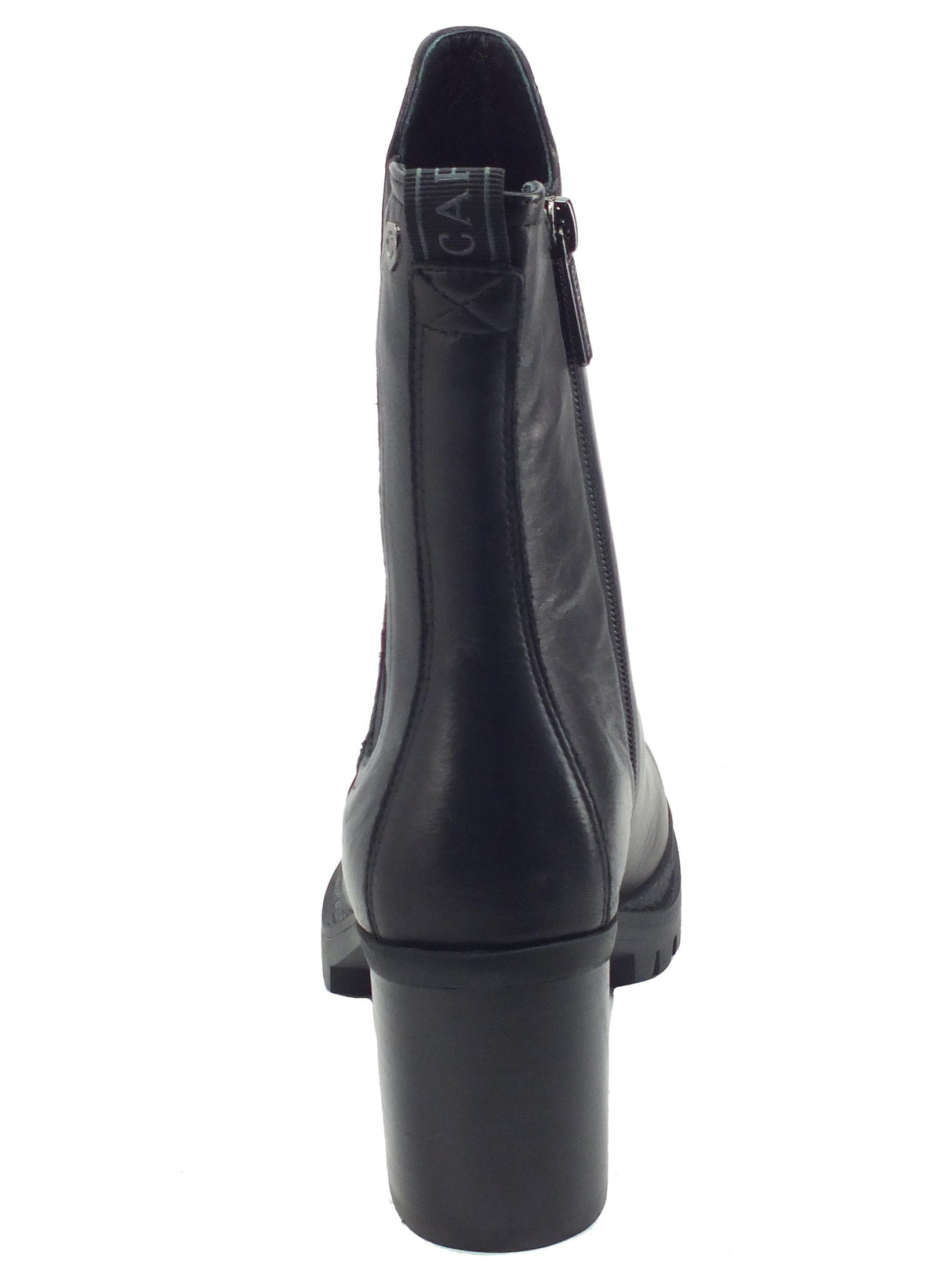 Carmela Carmela 160315 BN. Piel Negro Tronchetti per Donna in pelle lampo ed elastico tacco alto Negro