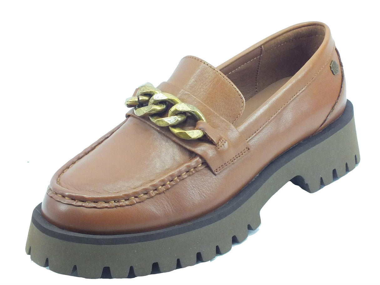 Carmela Carmela 160358 Z. Piel Camel Mocassini Classici per Donna in pelle con tacco Piel Camel