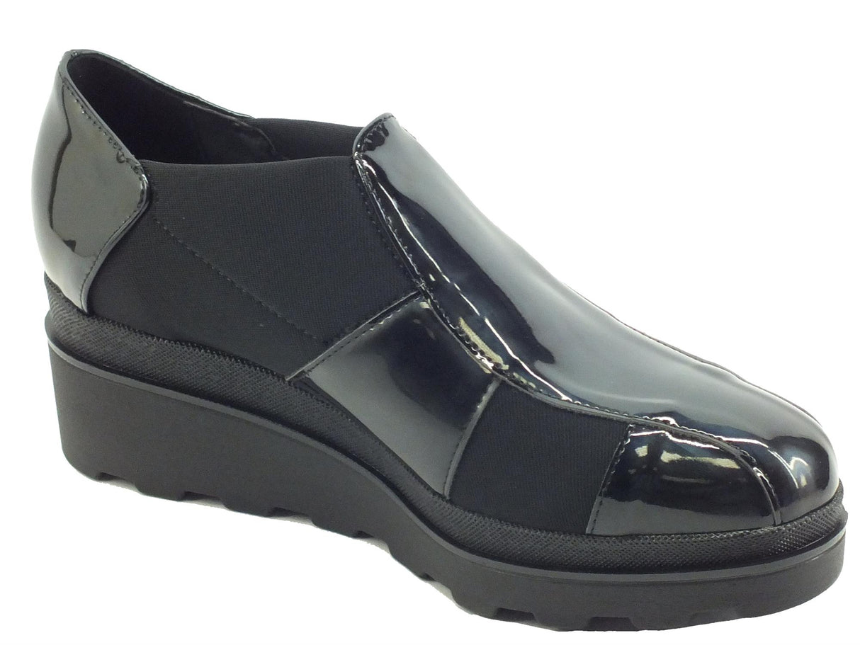 Cinzia Soft Cinzia Soft MM854480 Nero Mocassini per Donna in ecopelle vernicitata lucida con zeppa alta Nero