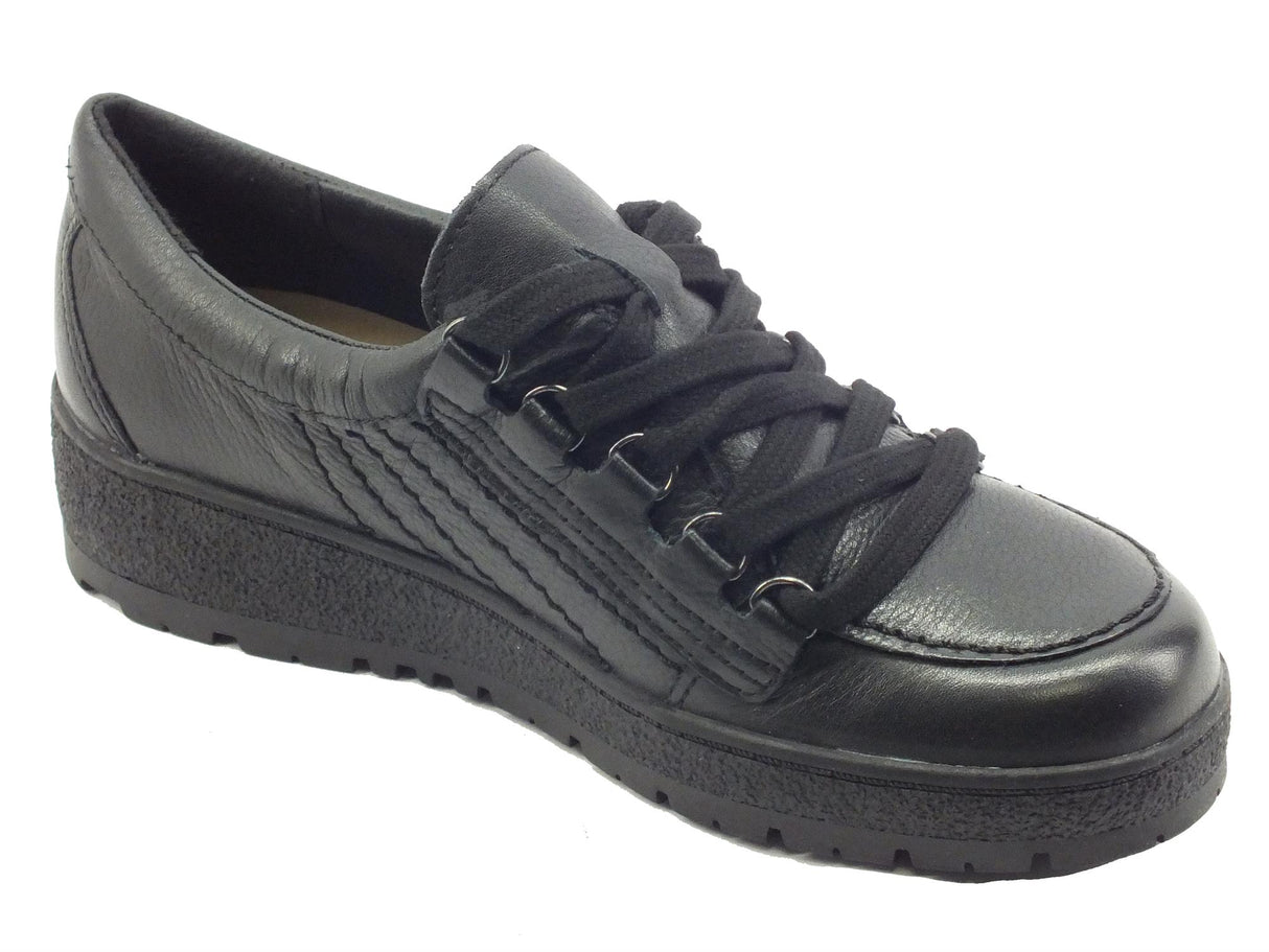 Cinzia Soft Cinzia Soft IV15417 Black Sneakers Confort per Donna in pelle con zeppa bassa nero