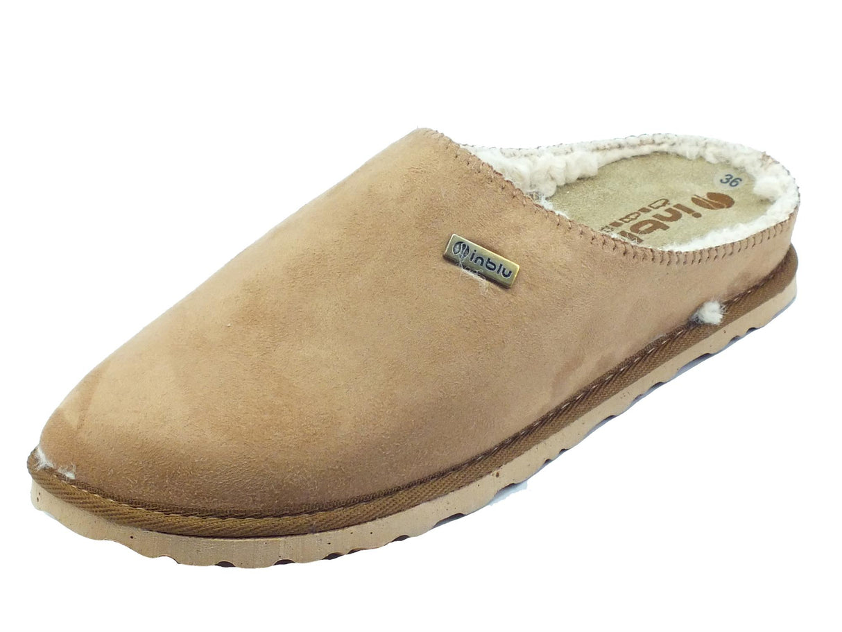 InBlu InBlu CS000034 Camel Pantofole per Donna in tessuto vellutato con sottopiede in nabuk Camel