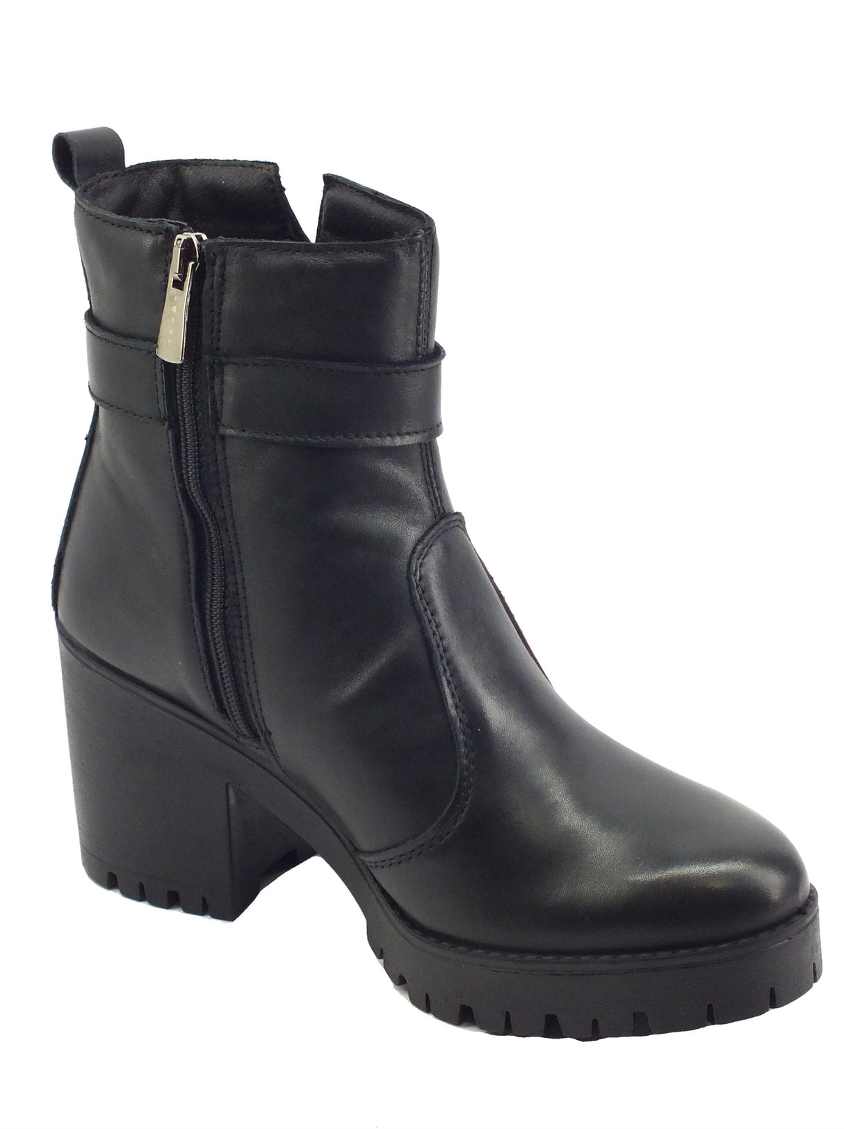 Igi&Co Igi&Co 2668900 Nappa Foulard Nero Tronchetti eleganti per Donna in pelle tacco alto Nero