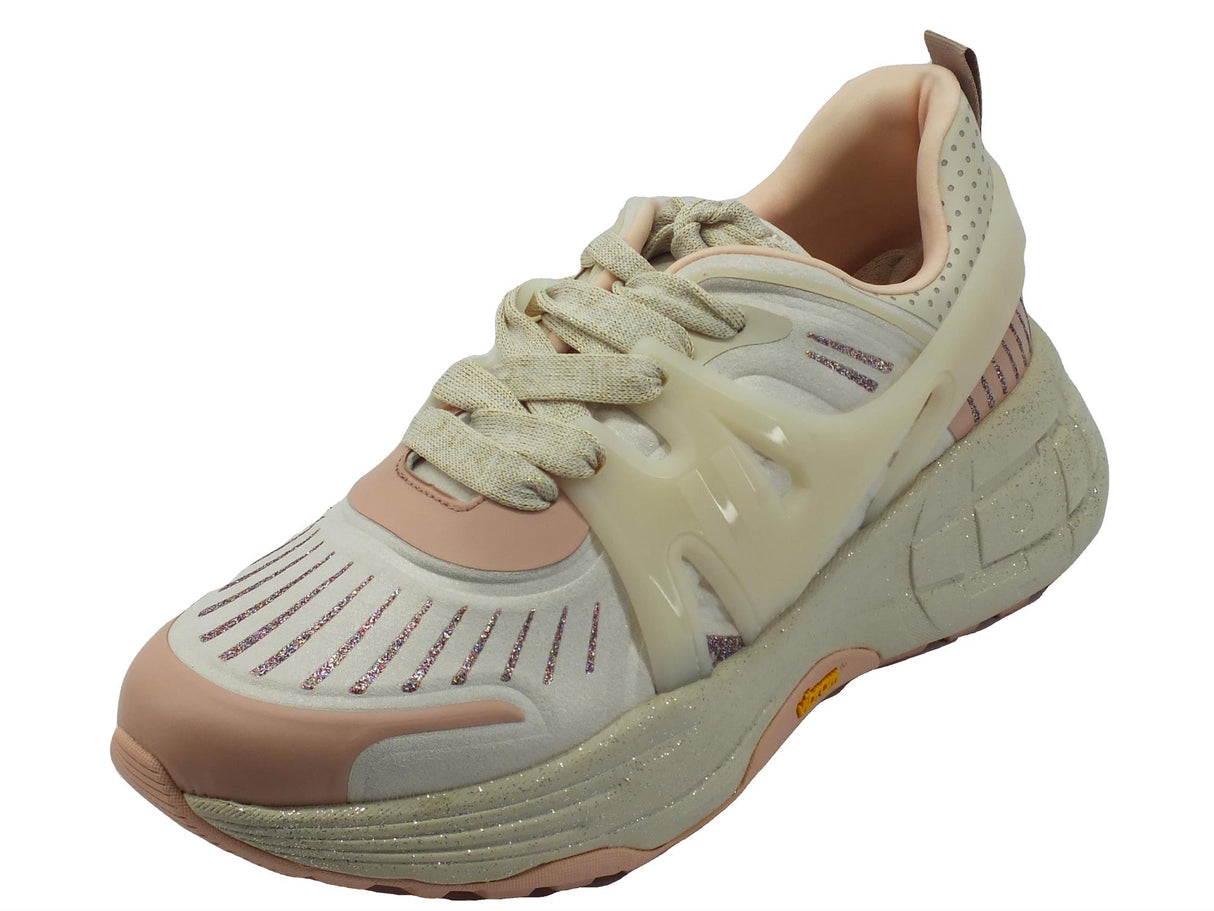 LIU JO LIU JO BF2085 121201 Lycra Phard Sneakers moda per Donna beige e phard con zeppa Lycra Phard