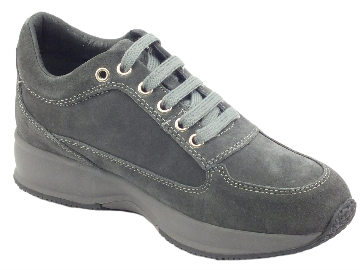Lumberjack Lumberjack Raul SW01305 Dk Grey Sneakers per Donna in nabuk con zeppa bombata e strass Grey
