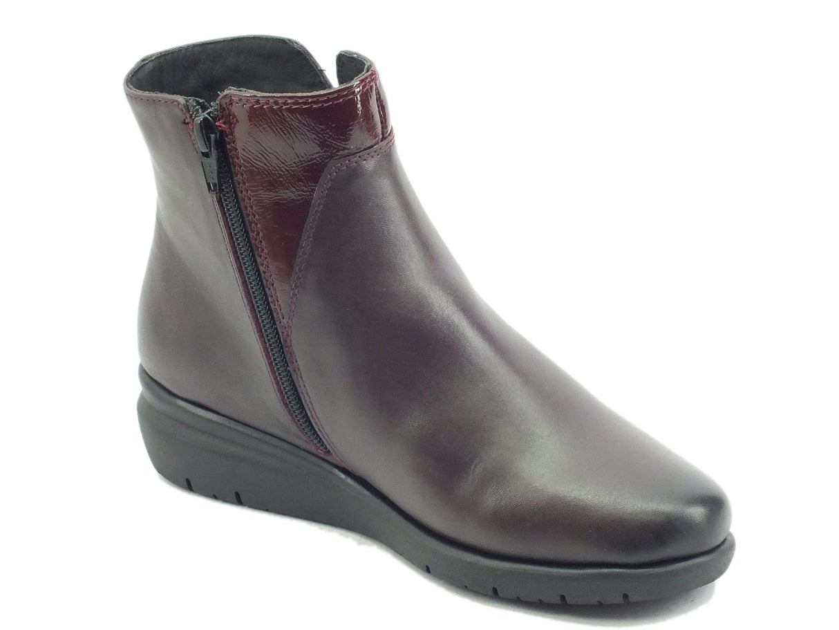 Melluso Melluso K55236 Bordò Tronchetti con zeppa bassa per Donna in pelle con lampo Bordò