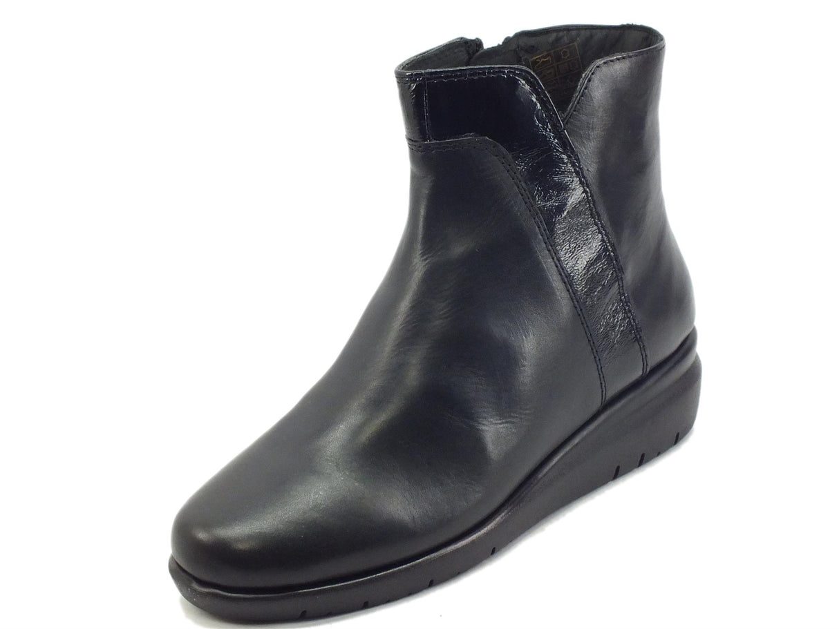 Melluso Melluso K55236 Nero Tronchetti con zeppa bassa per Donna in pelle con lampo nero