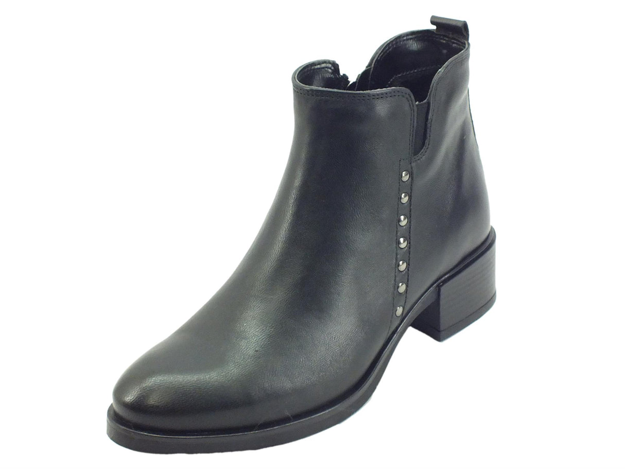 Melluso Melluso K91851B Nero Tronchetti con tacco per Donna in pelle con lampo nero
