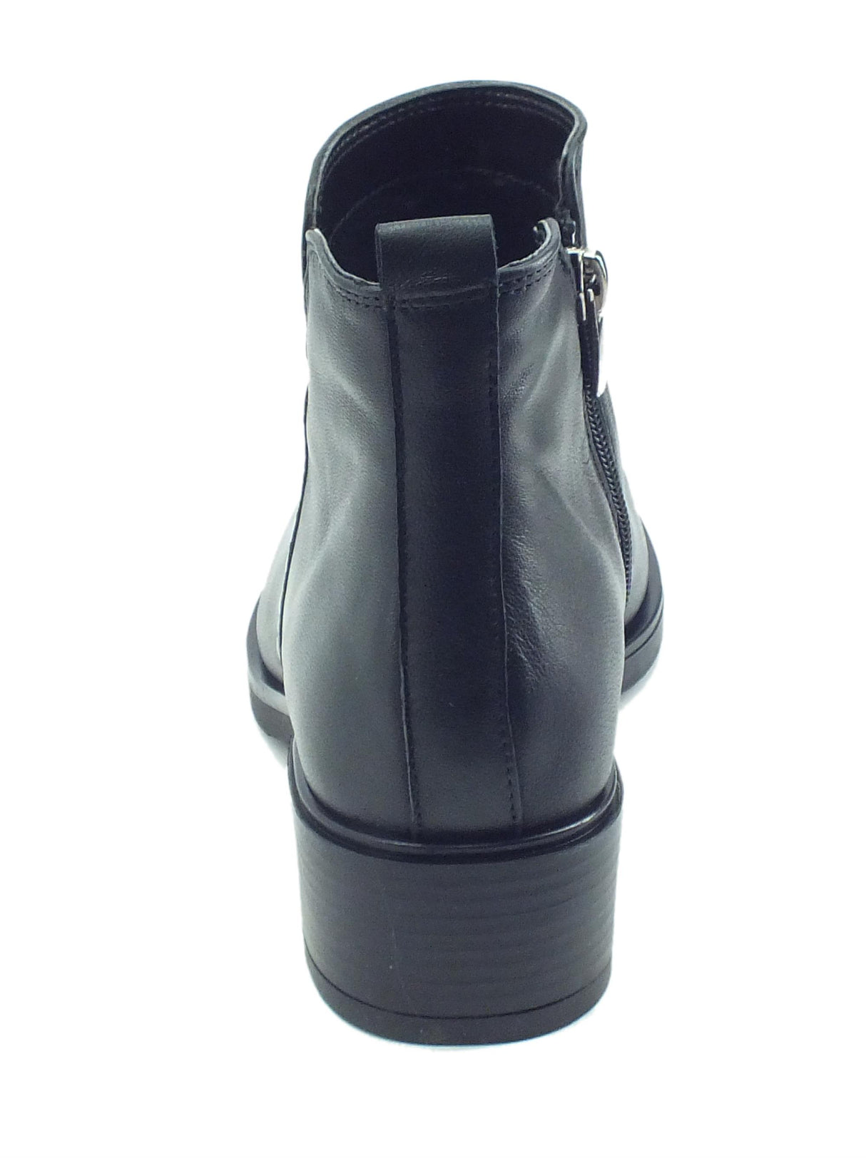 Melluso Melluso K91851B Nero Tronchetti con tacco per Donna in pelle con lampo nero