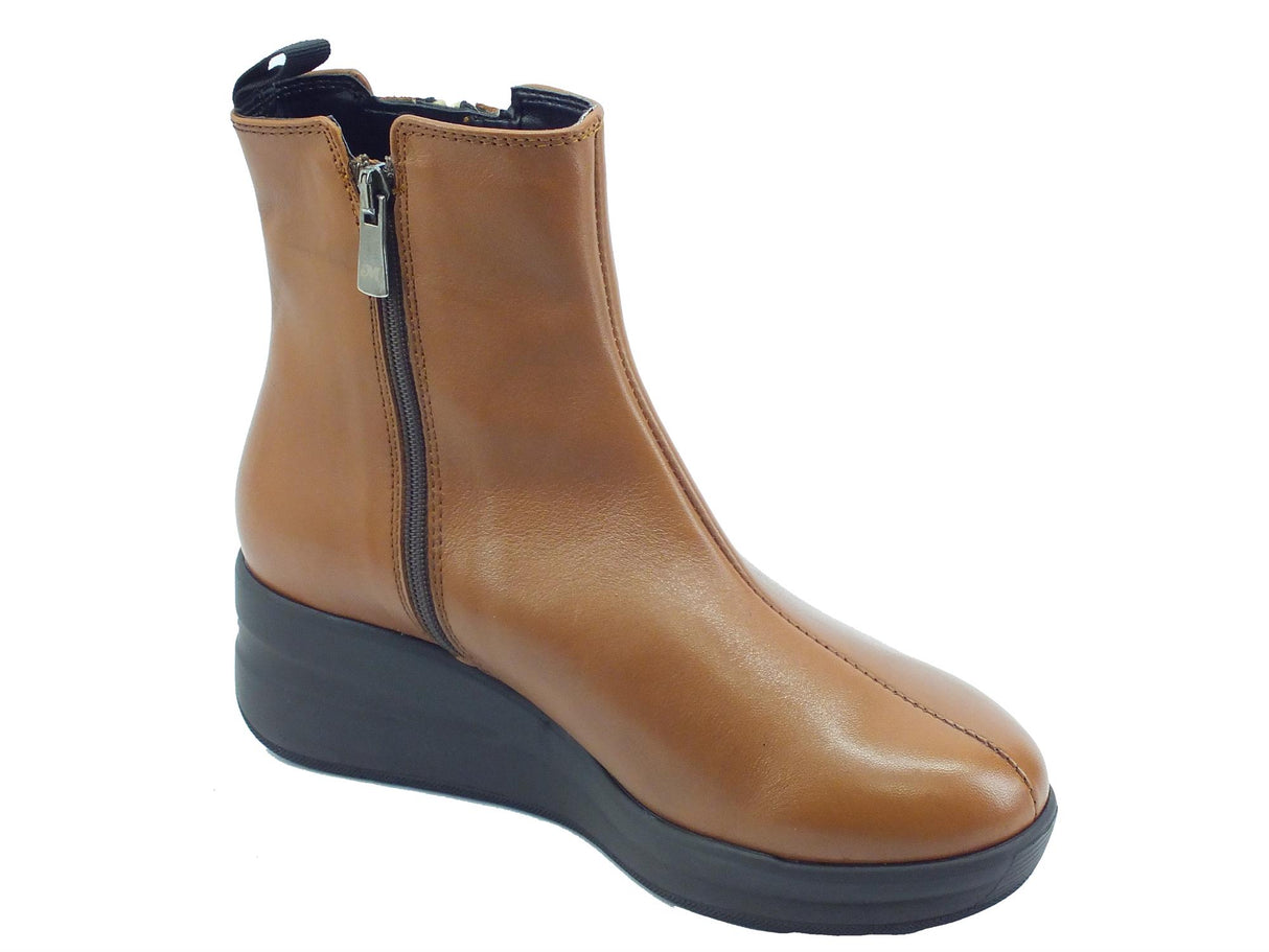 Melluso Melluso R25611B Silvy Cuoio tronchetti con zeppa per Donna in pelle con lampo Cuoio