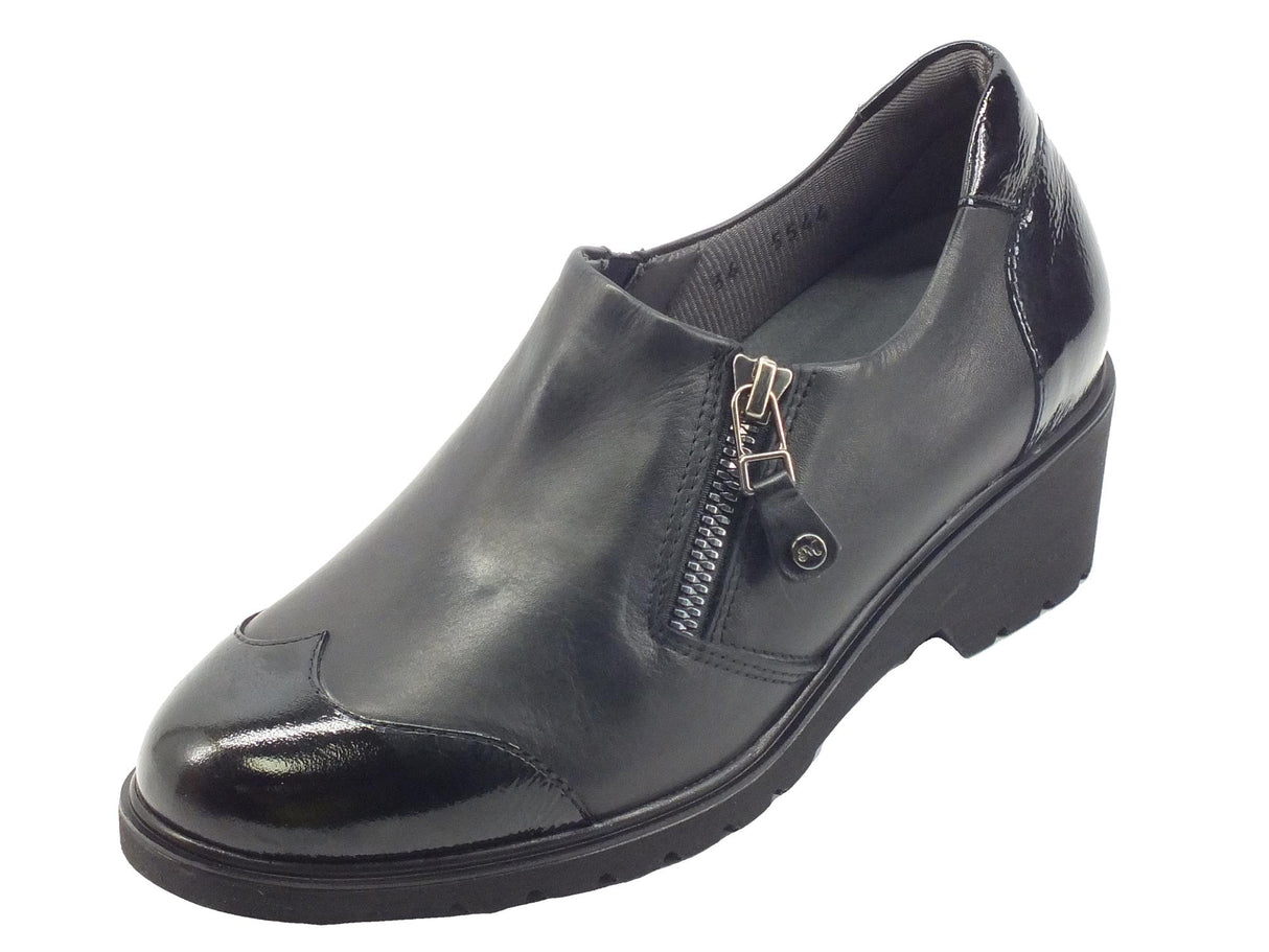 Melluso Melluso R35735B Martine Nero Mocassini per Donna in pelle e vernice tacco medio nero