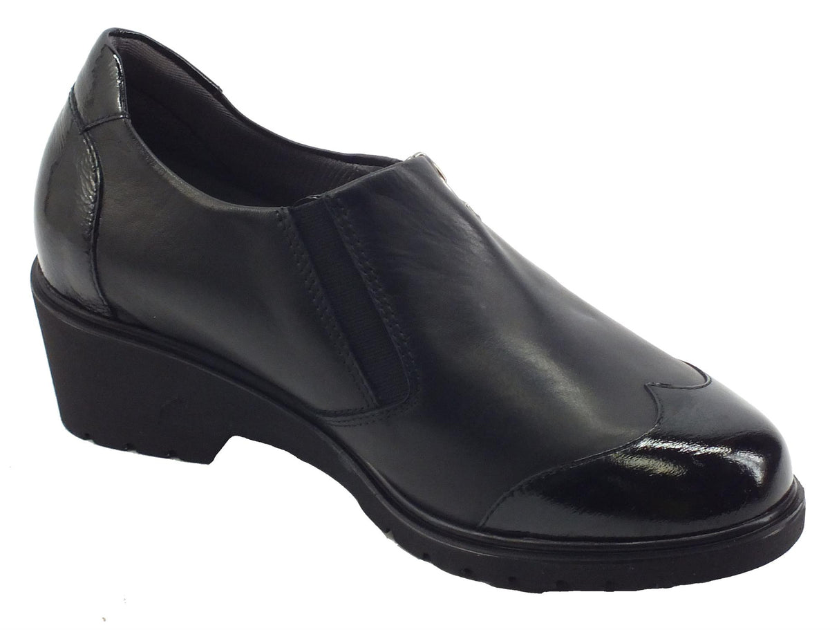 Melluso Melluso R35735B Martine Nero Mocassini per Donna in pelle e vernice tacco medio nero