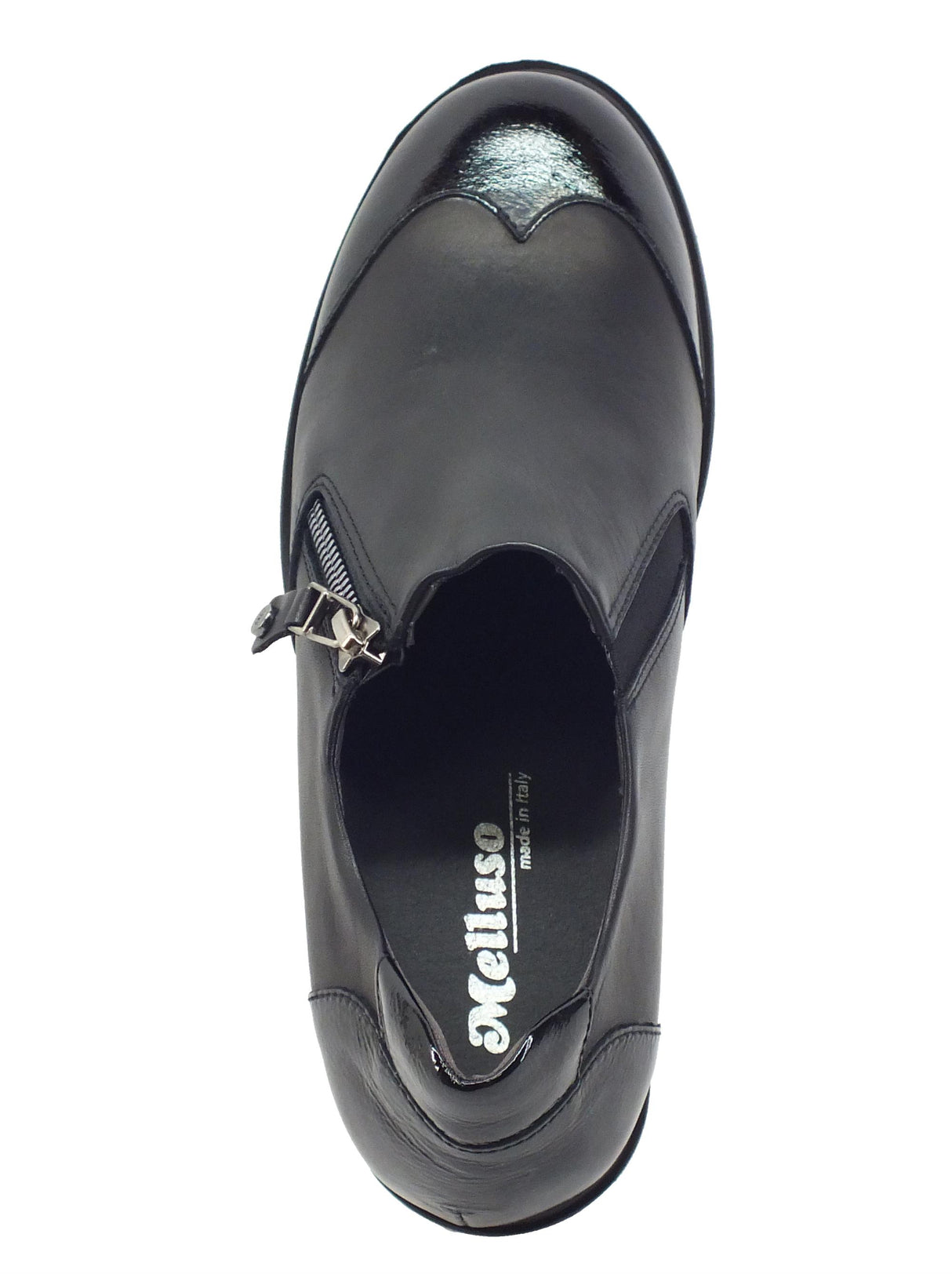 Melluso Melluso R35735B Martine Nero Mocassini per Donna in pelle e vernice tacco medio nero