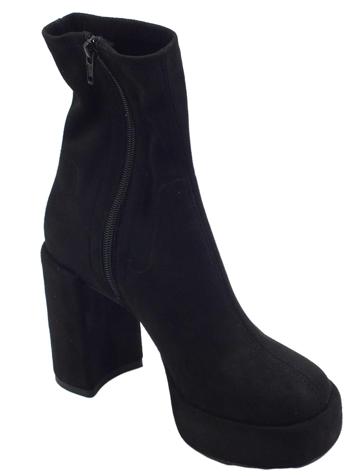 Nacrèe Nacrèe 7227001 Cam Nero Tronchetti accollati in tessuto elasticizzato con tacco alto nero