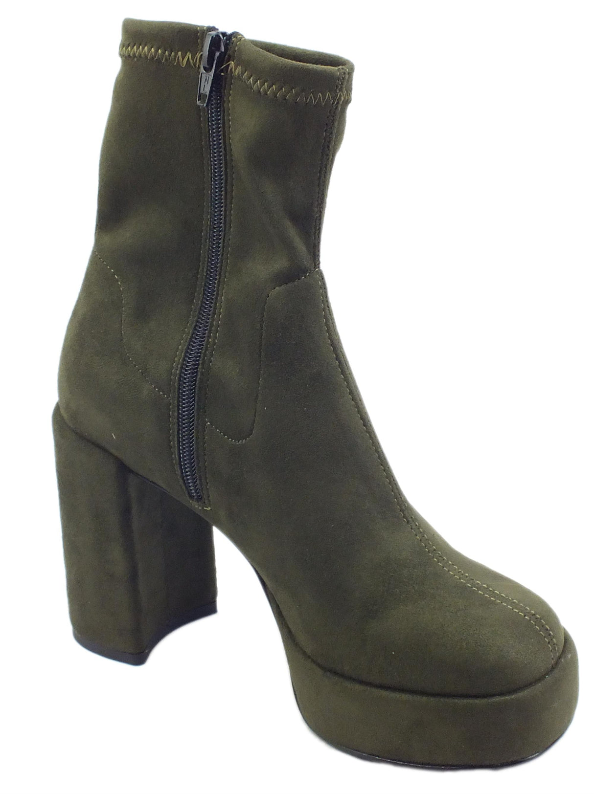 Nacrèe Nacrèe 7227001 Cam Verde Tronchetti accollati in tessuto elasticizzato con tacco alto Verde