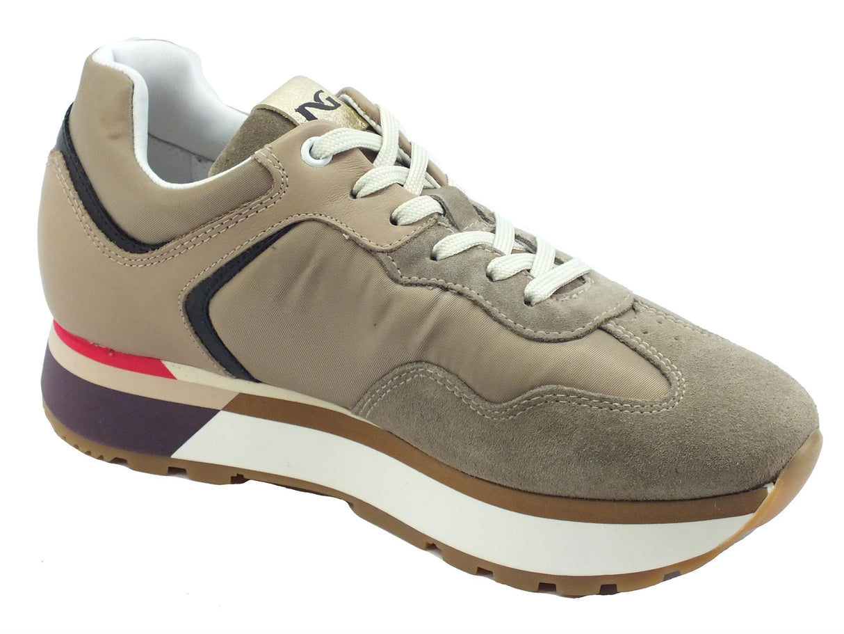 Nero Giardini NeroGiardini I205192D Velour Creta Sneakers tecniche per Donna in nabuk e tessuto Creta