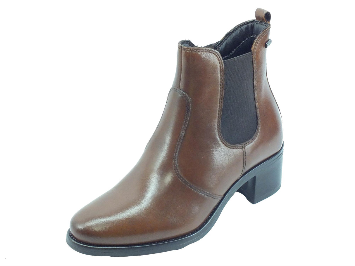 Valleverde Valleverde 47615 Vitello Marrone Tronchetti eleganti per Donna in pelle con lampo ed elastico Marrone