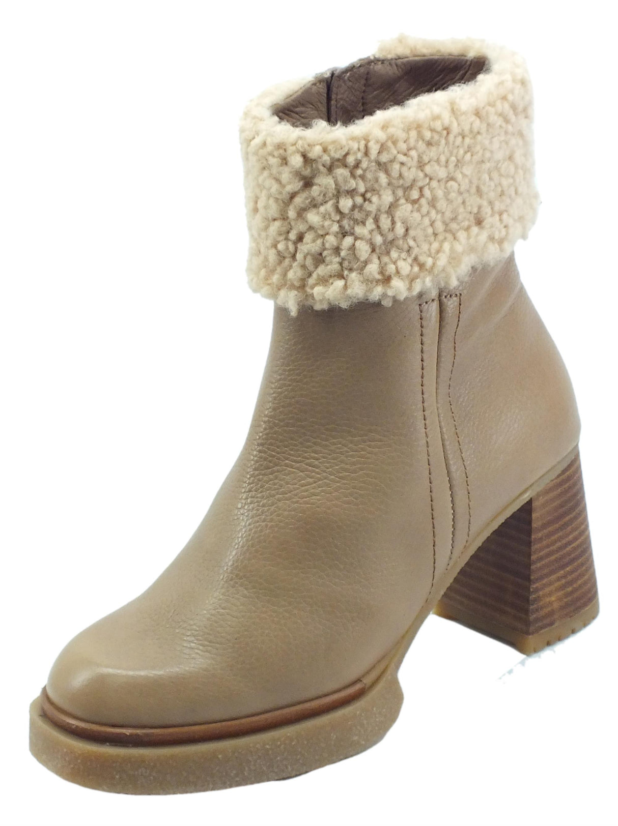 Wonders Wonders H-5205 Indios Taupe Tronchetti eleganti per Donna in pelle con pellicciotto Taupe
