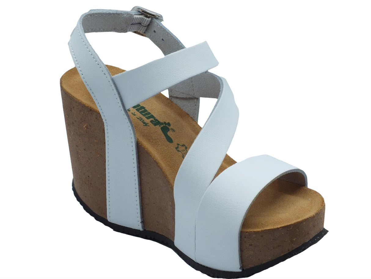 BioNatura BioNatura Sandali zeppa alta Donna 29A2008 Imb ByCast Bianco pelle bianco Bianco