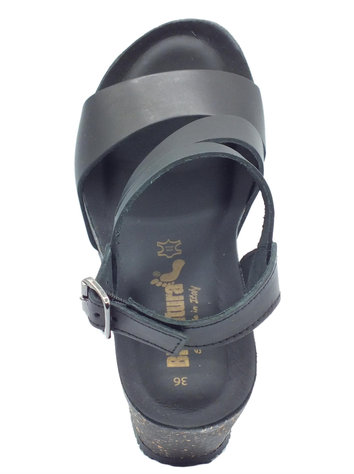 BioNatura BioNatura 29A2008 Imb Gaucho Nero Sandalo per Donna con zeppa alta total black Nero