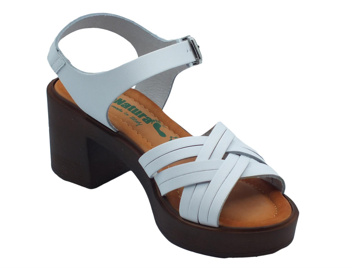 BioNatura BioNatura Sandali tacco alto Donna 99A2398 Imb Bycast Bianco pelle bianco Bianco