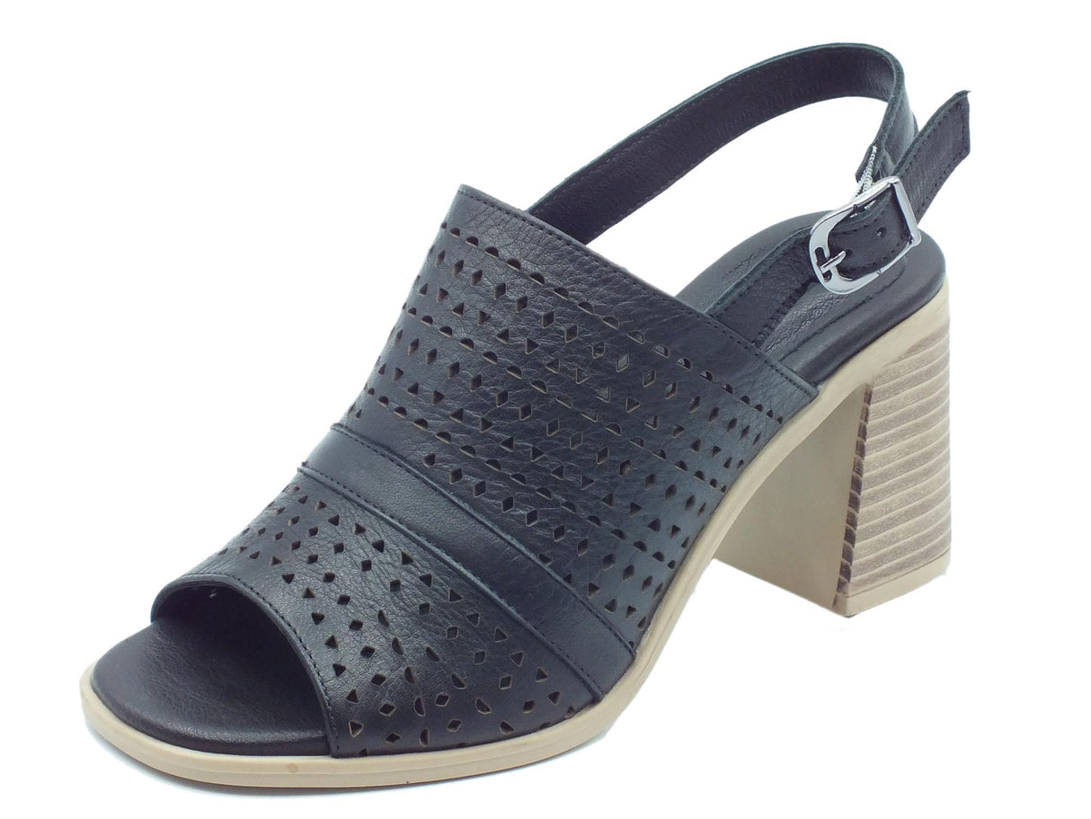 Carmela Carmela 160651 S. Piel Negro Sandali per Donna in pelle laserata tacco alto nero