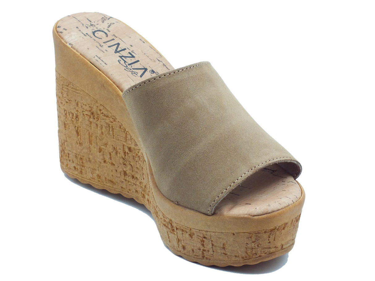 Cinzia Soft Cinzia Soft IAF313320 Cuoio Sandali Scalsati per Donna in nabuk con zeppona effetto legno Cuoio