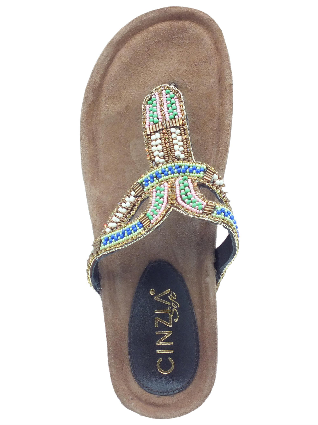 Cinzia Soft Cinzia Soft IT1011 Brown Multi Sandali per Donna con perline multicolore zeppa bassa Brown Multi