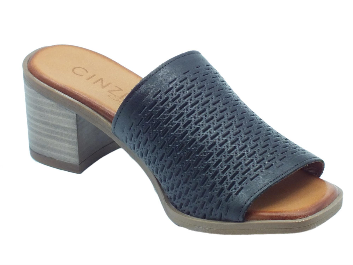 Cinzia Soft Cinzia Soft TA621 Black Sandali scalsati con tacco per Donna in pelle nera Black