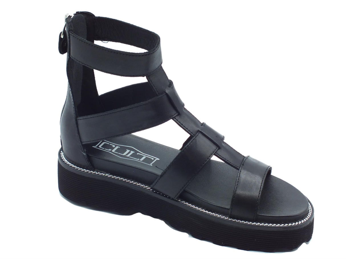 CULT CULT Sandali zeppa bassa Donna CLW329000 Ziggy Black pelle nero Ziggy black