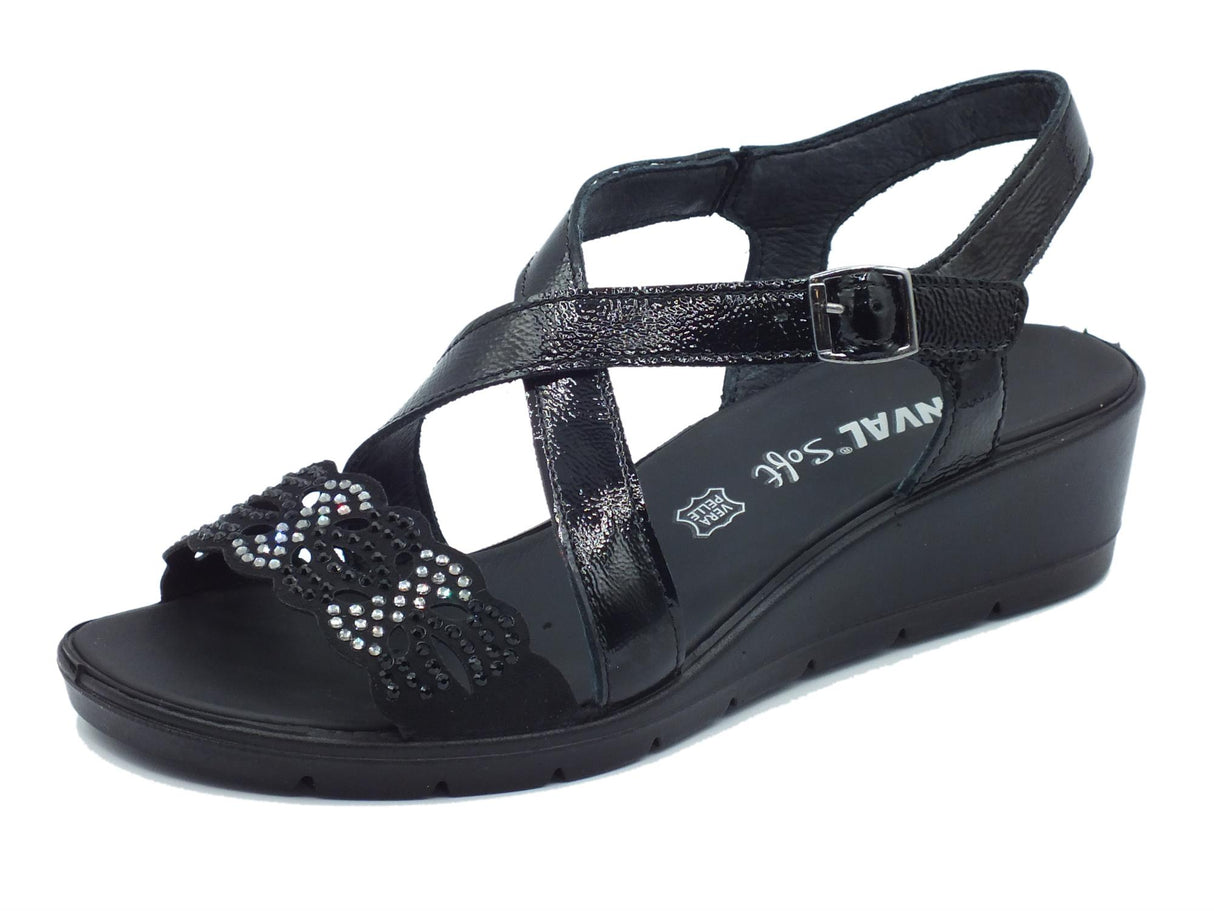 ENVAL Soft ENVAL Soft 3762900 Naplak Nero Sandali Confort per Donna in vernice zeppa bassa Nero