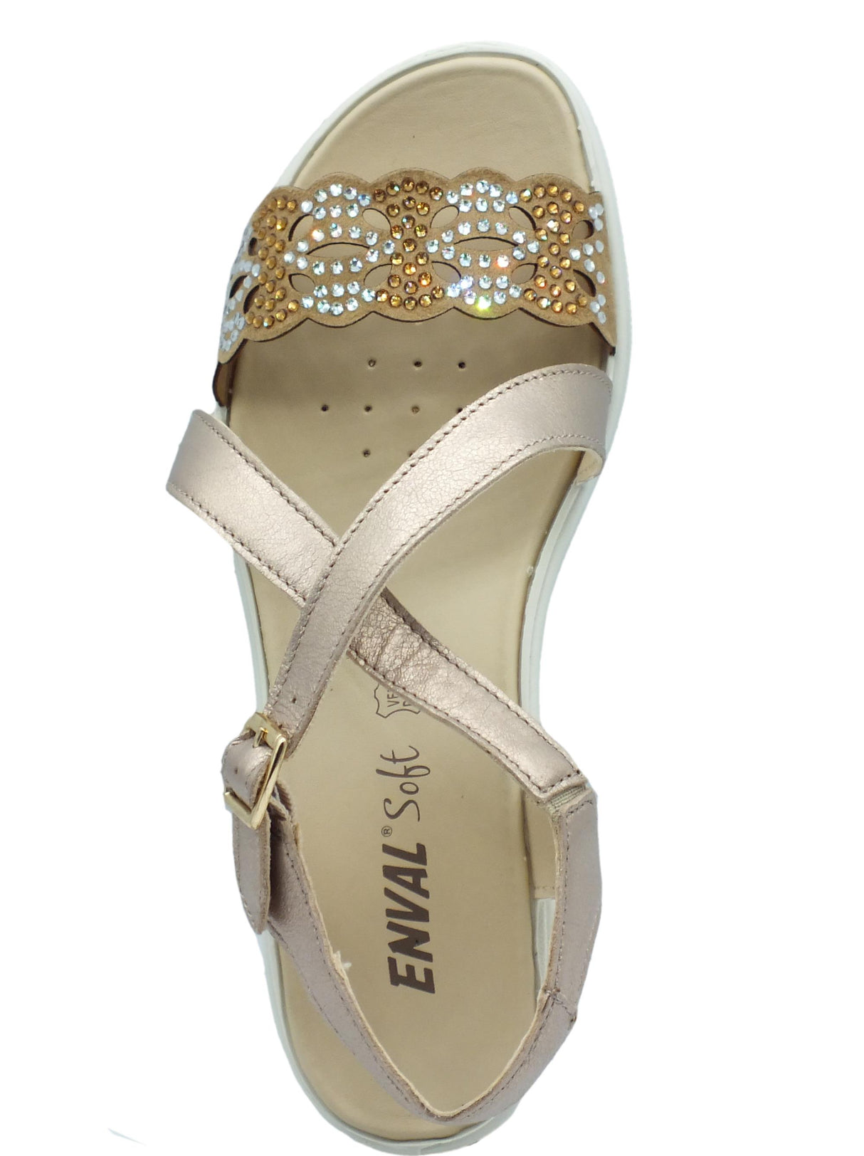 ENVAL Soft ENVAL Soft 3762922 Capra Champagne Sandali Confort per Donna in pelle zeppa bassa Capra Champagne
