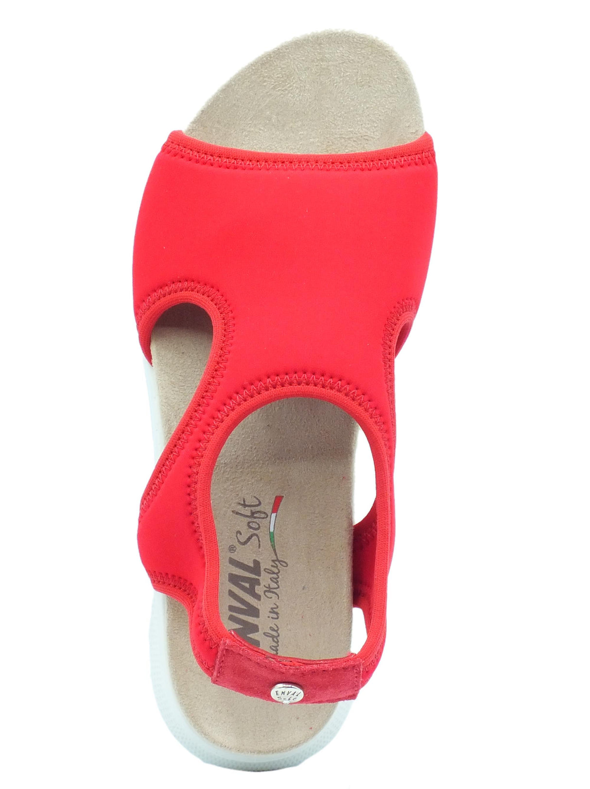 ENVAL Soft ENVAL Soft 3769122 Tess Giada Rosso Sandali per Donna in tessuto elasticizzato zeppa bassa Rosso